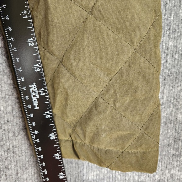 Nautica Jacket Womens Quilted Barn Green Faux Shearling Lined Elbow Patch XL - Picture 10 of 13